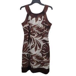Signature by‎ Robbie Bee Women's Vintage Brown Tropical Sleeveless Midi Dress 10